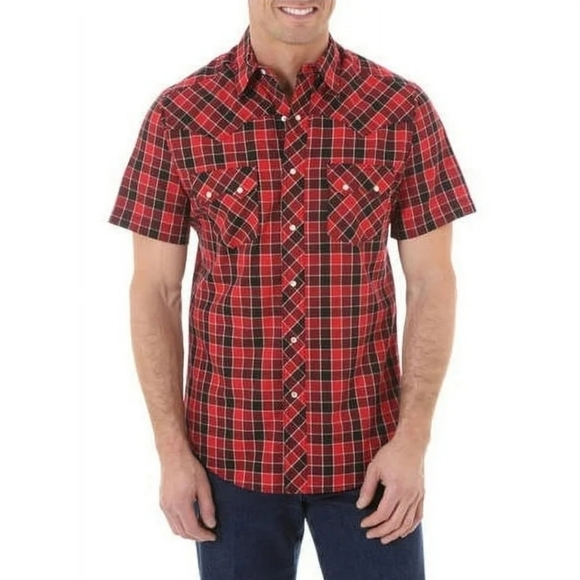 Wrangler Red Plaid Short Sleeve Shirt - Picture 1 of 6